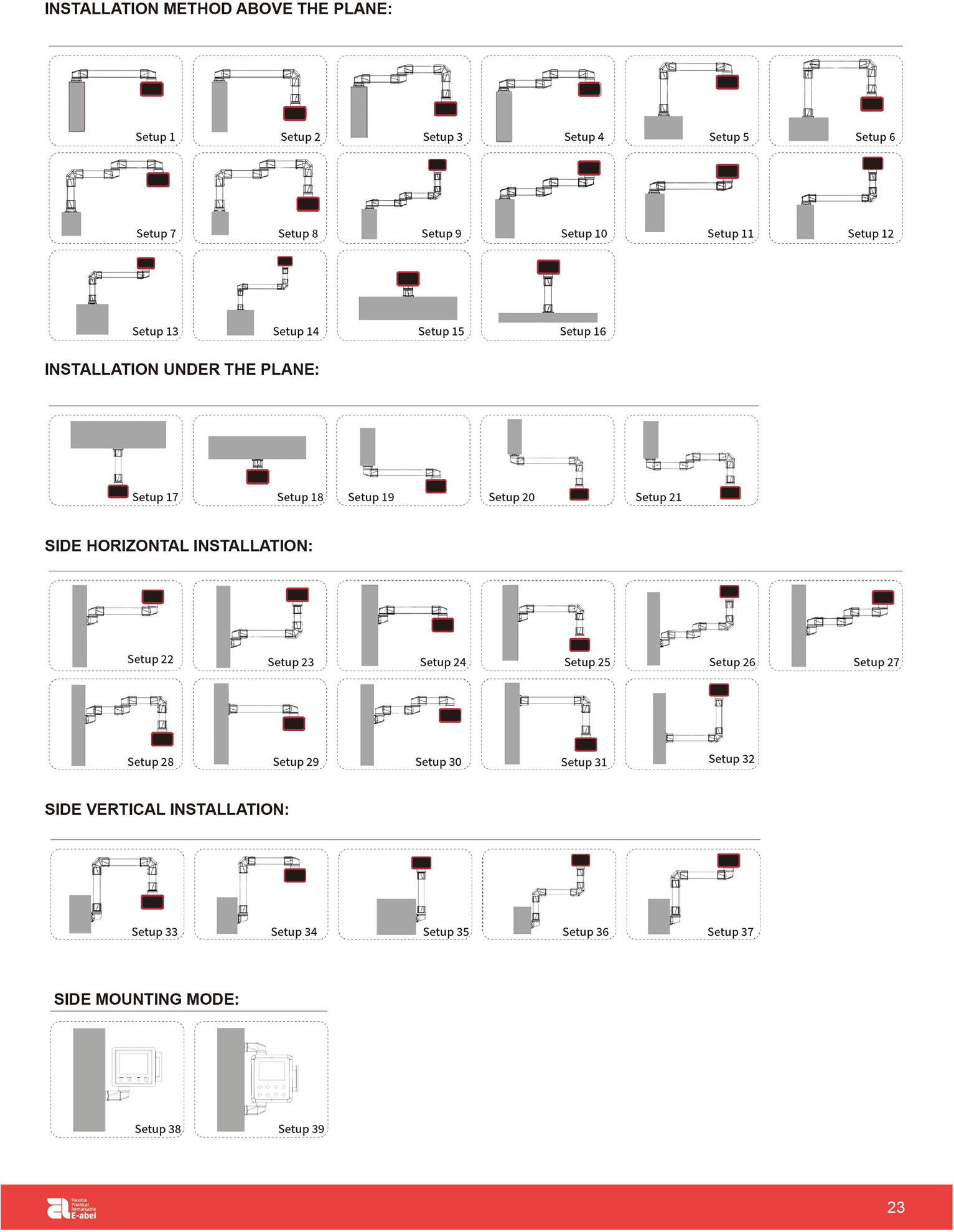 Illustration of the assembly structure of the supporting arm